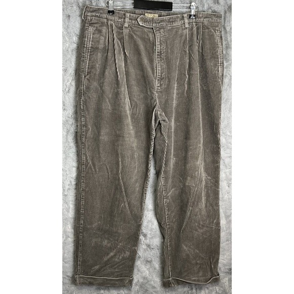 Other - Vintage‎ Corduroy Pants 42x30 Brown Pleated Cuffed 90s Y2K Grunge Natural Issue